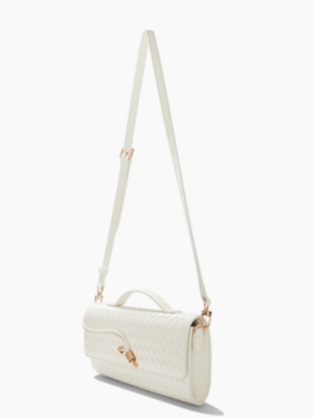 East West Cream Vegan Leather Clutch with Crossbody Strap - new in bag